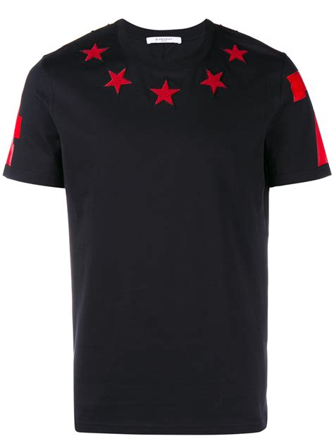 black givenchy t shirt with stars|black and white designer shirt.